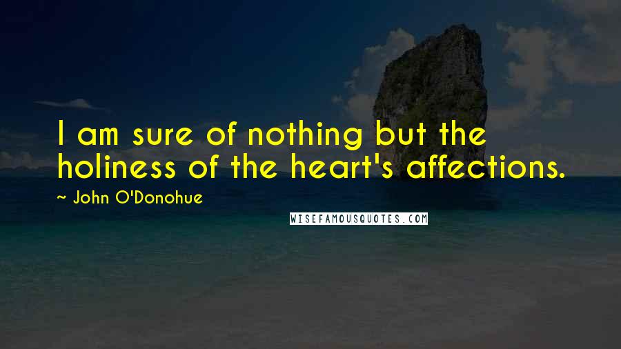 John O'Donohue Quotes: I am sure of nothing but the holiness of the heart's affections.