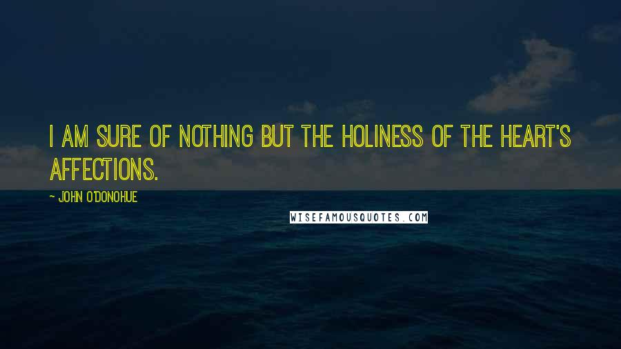 John O'Donohue Quotes: I am sure of nothing but the holiness of the heart's affections.