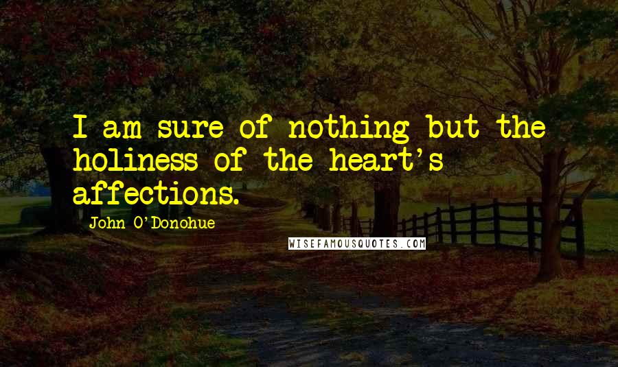 John O'Donohue Quotes: I am sure of nothing but the holiness of the heart's affections.
