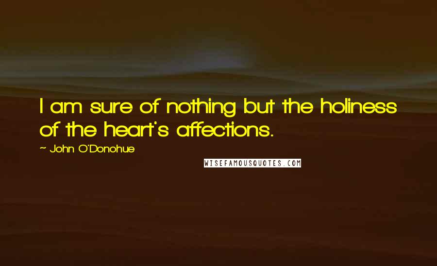 John O'Donohue Quotes: I am sure of nothing but the holiness of the heart's affections.