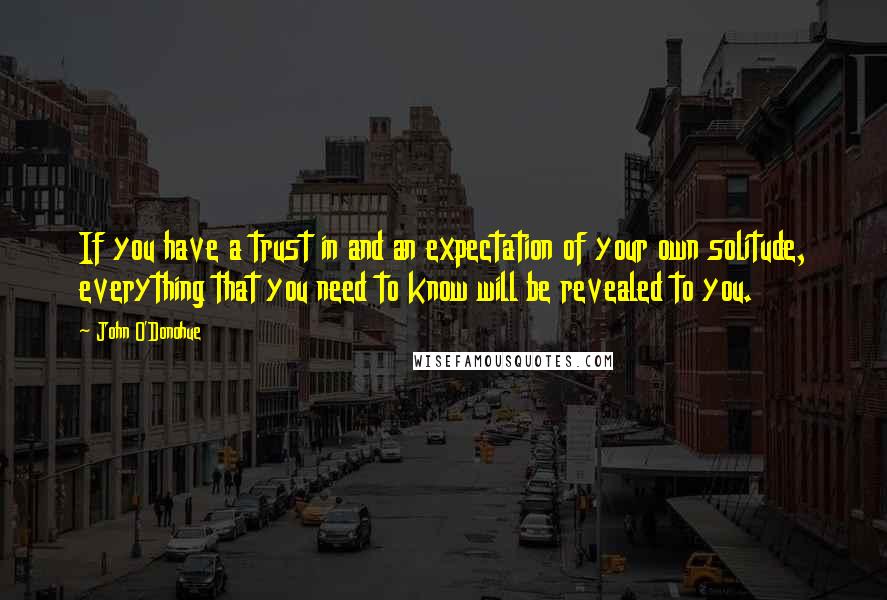 John O'Donohue Quotes: If you have a trust in and an expectation of your own solitude, everything that you need to know will be revealed to you.