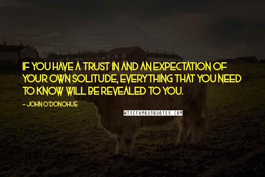 John O'Donohue Quotes: If you have a trust in and an expectation of your own solitude, everything that you need to know will be revealed to you.