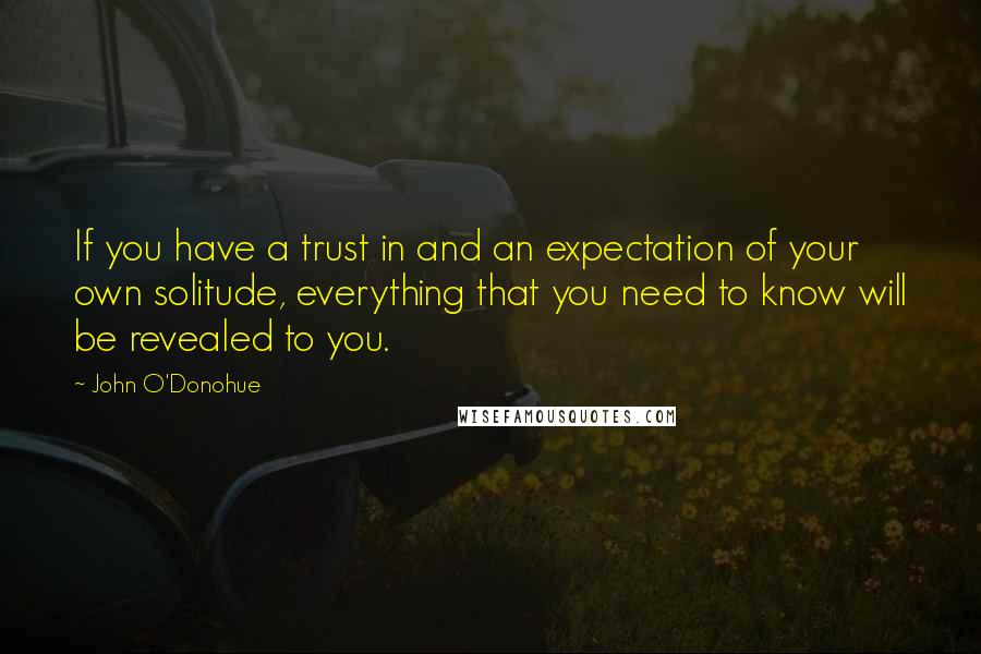 John O'Donohue Quotes: If you have a trust in and an expectation of your own solitude, everything that you need to know will be revealed to you.