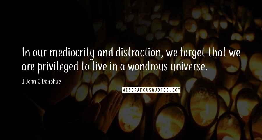 John O'Donohue Quotes: In our mediocrity and distraction, we forget that we are privileged to live in a wondrous universe.