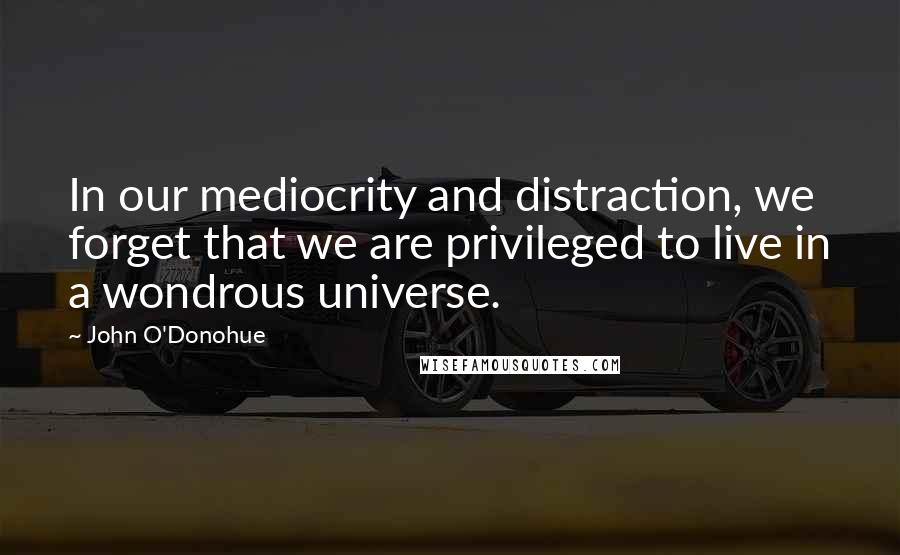John O'Donohue Quotes: In our mediocrity and distraction, we forget that we are privileged to live in a wondrous universe.