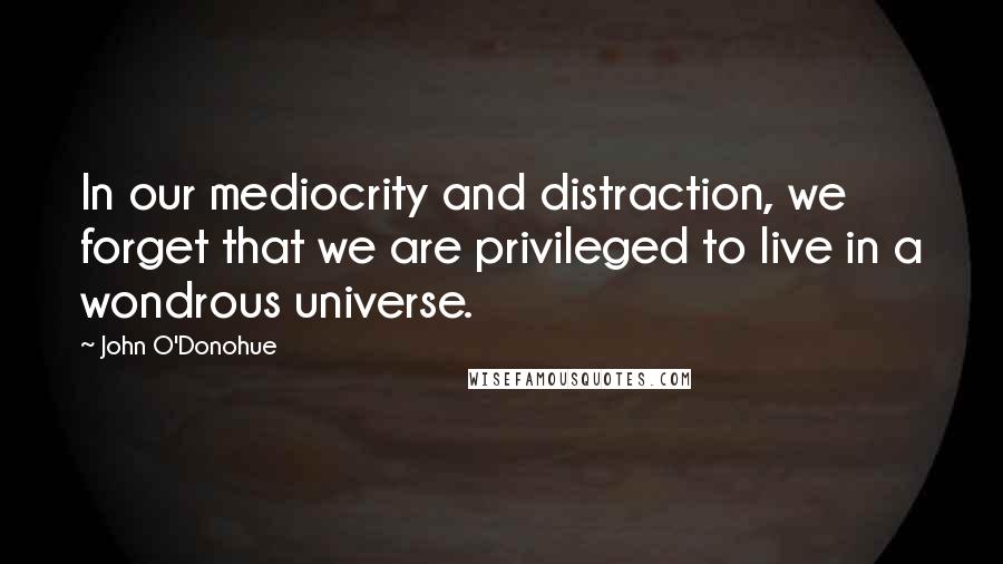 John O'Donohue Quotes: In our mediocrity and distraction, we forget that we are privileged to live in a wondrous universe.