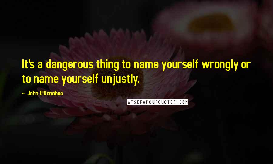 John O'Donohue Quotes: It's a dangerous thing to name yourself wrongly or to name yourself unjustly.