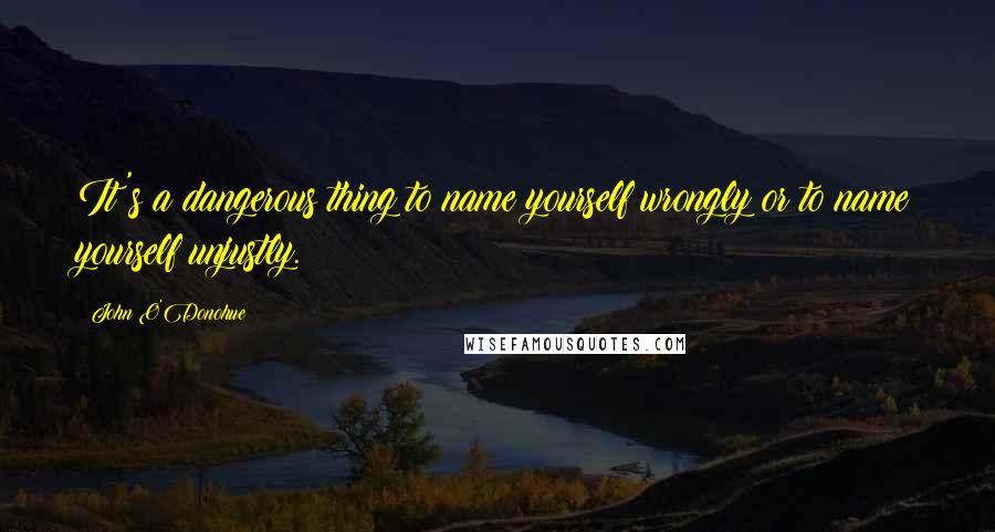 John O'Donohue Quotes: It's a dangerous thing to name yourself wrongly or to name yourself unjustly.