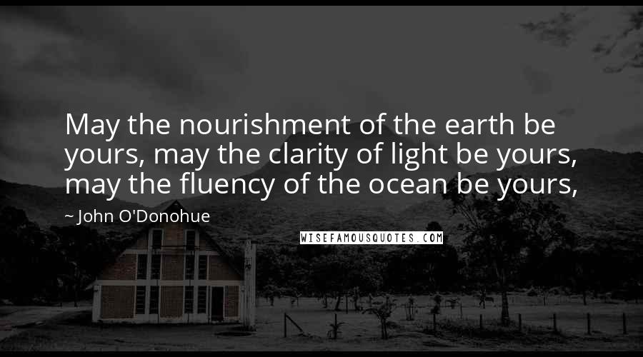 John O'Donohue Quotes: May the nourishment of the earth be yours, may the clarity of light be yours, may the fluency of the ocean be yours,