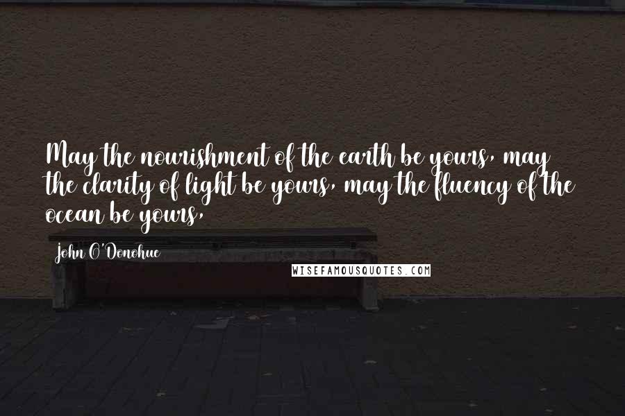 John O'Donohue Quotes: May the nourishment of the earth be yours, may the clarity of light be yours, may the fluency of the ocean be yours,