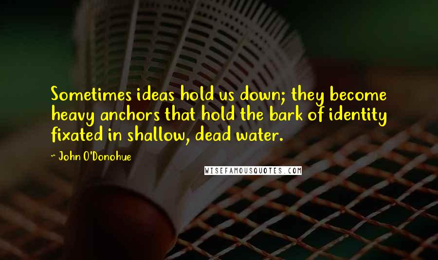 John O'Donohue Quotes: Sometimes ideas hold us down; they become heavy anchors that hold the bark of identity fixated in shallow, dead water.