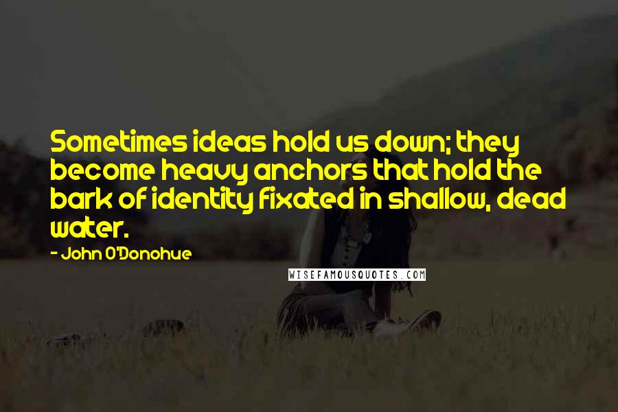 John O'Donohue Quotes: Sometimes ideas hold us down; they become heavy anchors that hold the bark of identity fixated in shallow, dead water.