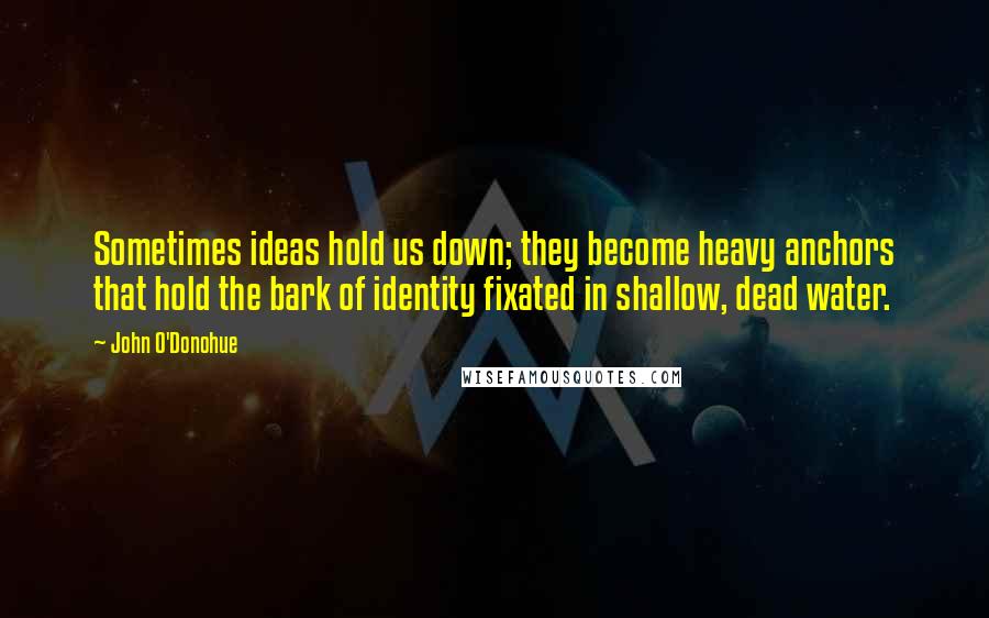 John O'Donohue Quotes: Sometimes ideas hold us down; they become heavy anchors that hold the bark of identity fixated in shallow, dead water.