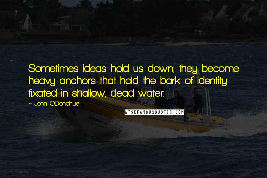 John O'Donohue Quotes: Sometimes ideas hold us down; they become heavy anchors that hold the bark of identity fixated in shallow, dead water.