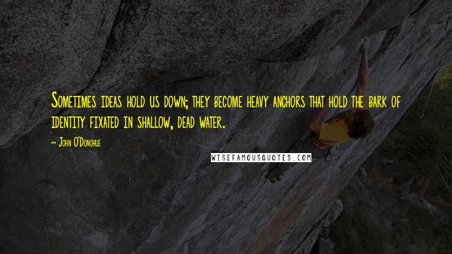 John O'Donohue Quotes: Sometimes ideas hold us down; they become heavy anchors that hold the bark of identity fixated in shallow, dead water.