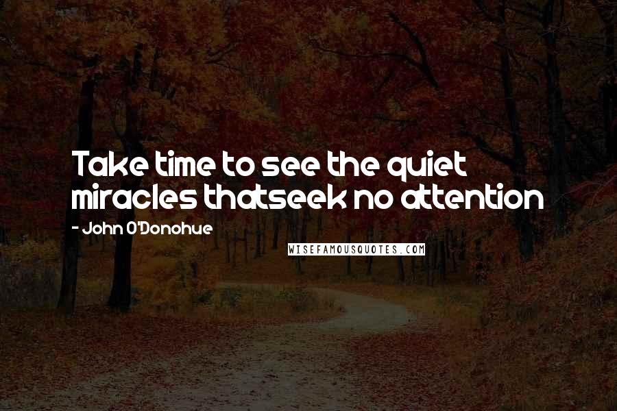 John O'Donohue Quotes: Take time to see the quiet miracles thatseek no attention