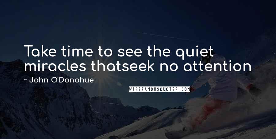 John O'Donohue Quotes: Take time to see the quiet miracles thatseek no attention