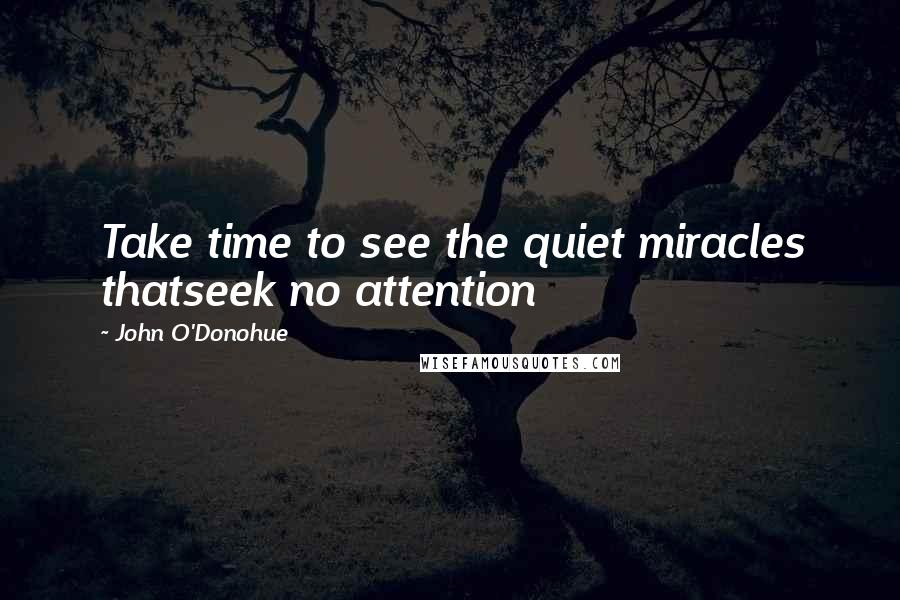 John O'Donohue Quotes: Take time to see the quiet miracles thatseek no attention