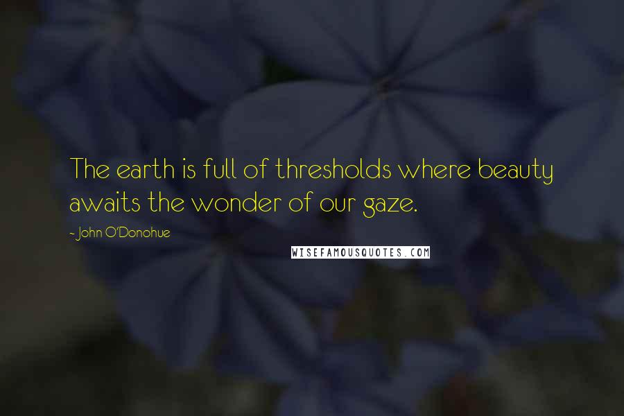 John O'Donohue Quotes: The earth is full of thresholds where beauty awaits the wonder of our gaze.