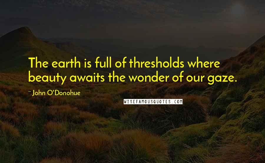 John O'Donohue Quotes: The earth is full of thresholds where beauty awaits the wonder of our gaze.