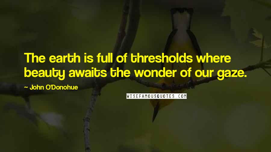 John O'Donohue Quotes: The earth is full of thresholds where beauty awaits the wonder of our gaze.