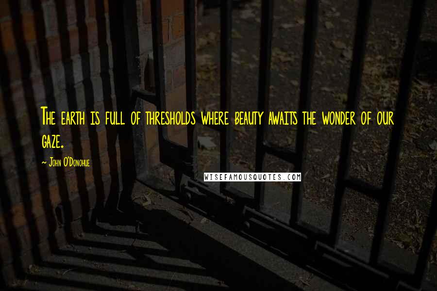 John O'Donohue Quotes: The earth is full of thresholds where beauty awaits the wonder of our gaze.