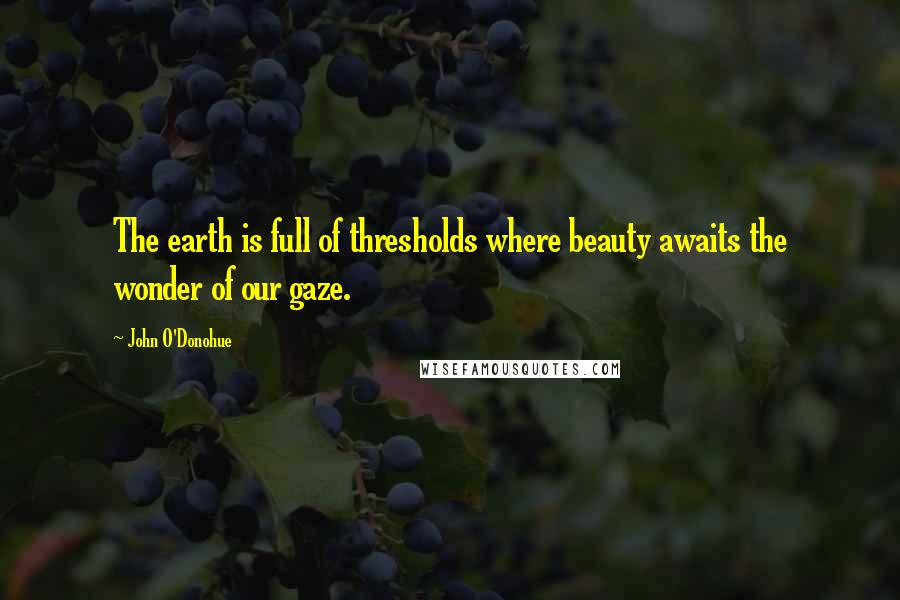 John O'Donohue Quotes: The earth is full of thresholds where beauty awaits the wonder of our gaze.