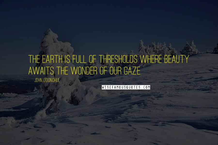 John O'Donohue Quotes: The earth is full of thresholds where beauty awaits the wonder of our gaze.