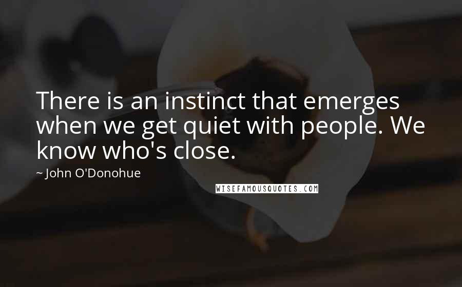 John O'Donohue Quotes: There is an instinct that emerges when we get quiet with people. We know who's close.