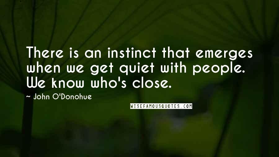 John O'Donohue Quotes: There is an instinct that emerges when we get quiet with people. We know who's close.