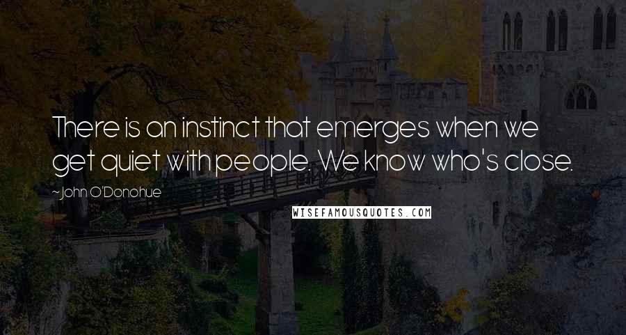 John O'Donohue Quotes: There is an instinct that emerges when we get quiet with people. We know who's close.