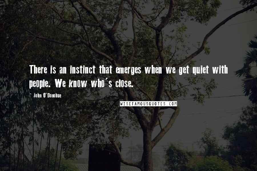 John O'Donohue Quotes: There is an instinct that emerges when we get quiet with people. We know who's close.