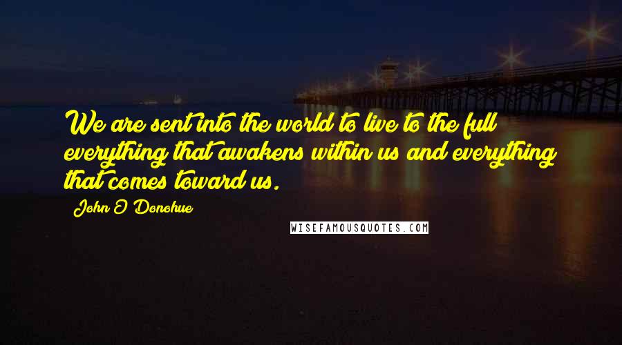 John O'Donohue Quotes: We are sent into the world to live to the full everything that awakens within us and everything that comes toward us.