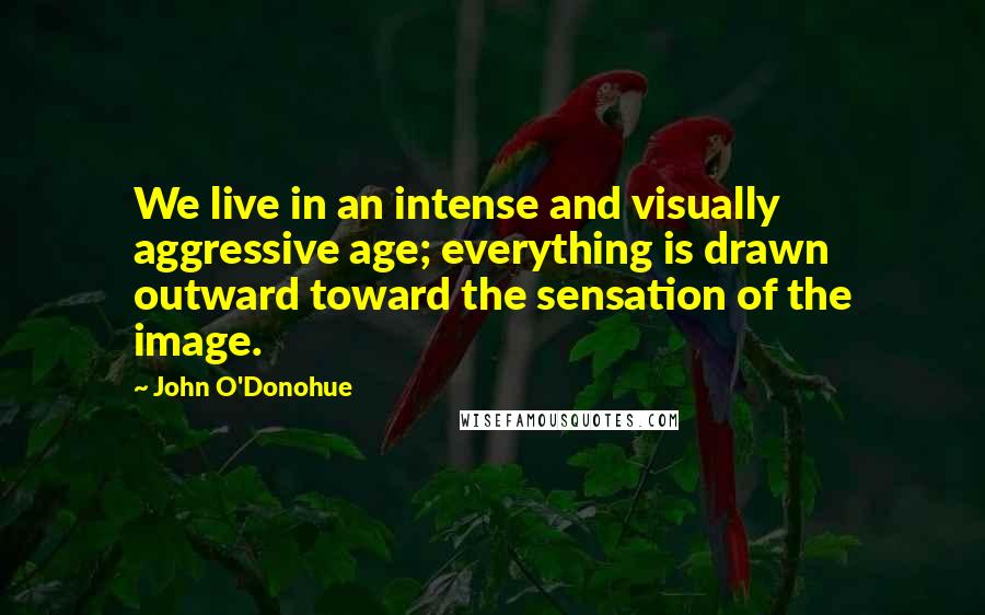 John O'Donohue Quotes: We live in an intense and visually aggressive age; everything is drawn outward toward the sensation of the image.