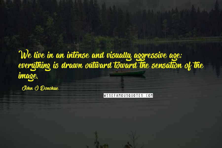 John O'Donohue Quotes: We live in an intense and visually aggressive age; everything is drawn outward toward the sensation of the image.