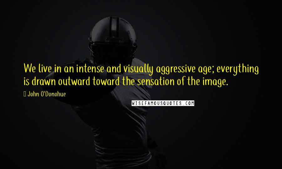 John O'Donohue Quotes: We live in an intense and visually aggressive age; everything is drawn outward toward the sensation of the image.