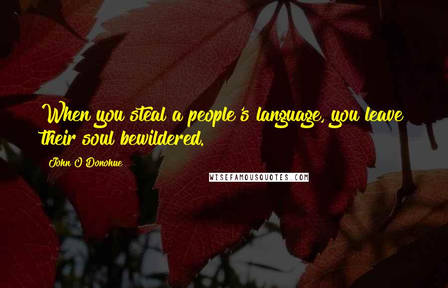 John O'Donohue Quotes: When you steal a people's language, you leave their soul bewildered.