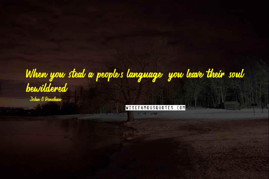 John O'Donohue Quotes: When you steal a people's language, you leave their soul bewildered.