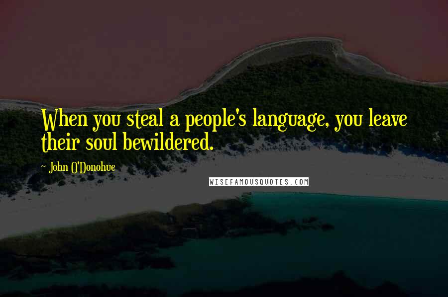 John O'Donohue Quotes: When you steal a people's language, you leave their soul bewildered.