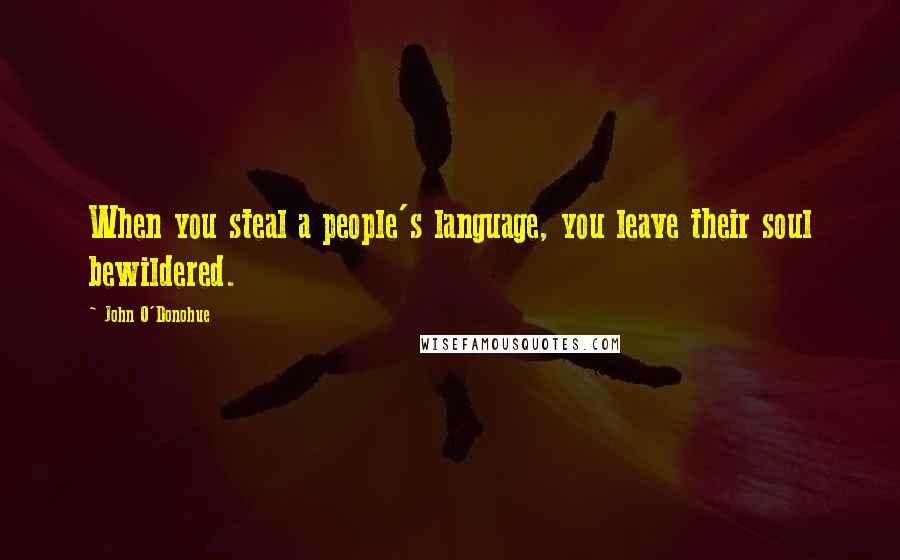 John O'Donohue Quotes: When you steal a people's language, you leave their soul bewildered.