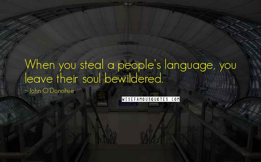 John O'Donohue Quotes: When you steal a people's language, you leave their soul bewildered.