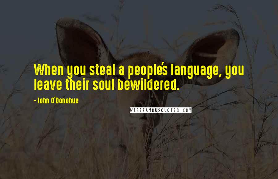 John O'Donohue Quotes: When you steal a people's language, you leave their soul bewildered.