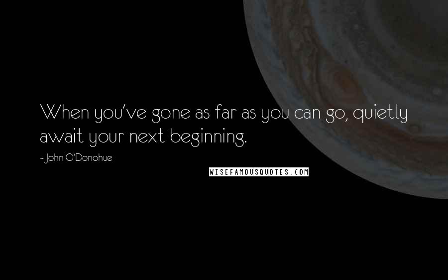John O'Donohue Quotes: When you've gone as far as you can go, quietly await your next beginning.
