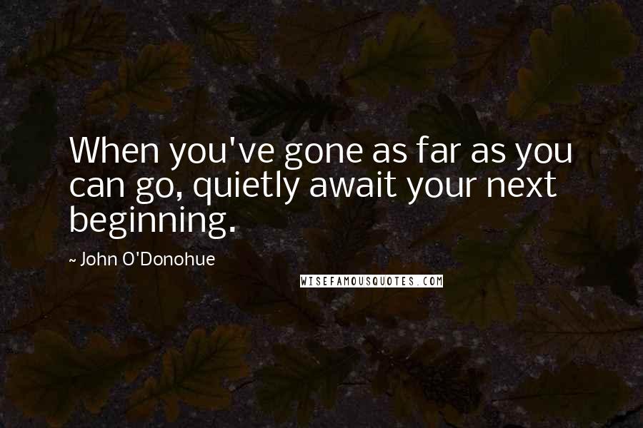 John O'Donohue Quotes: When you've gone as far as you can go, quietly await your next beginning.