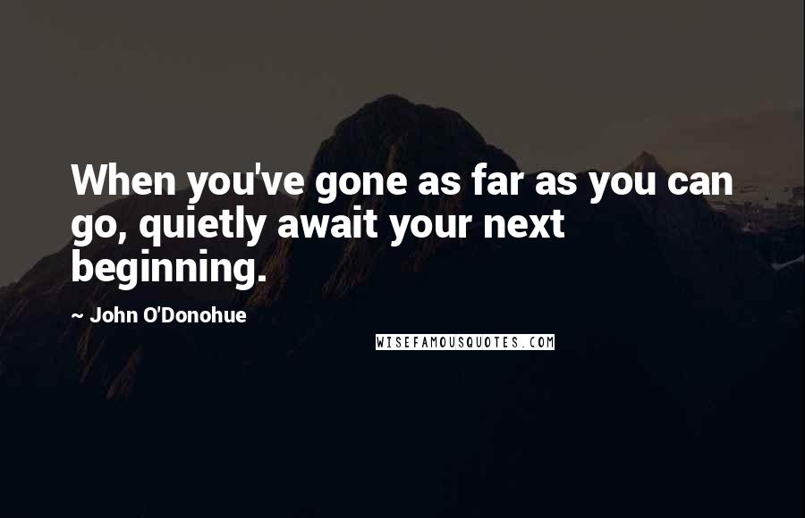 John O'Donohue Quotes: When you've gone as far as you can go, quietly await your next beginning.