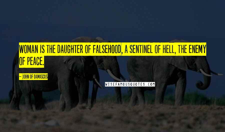 John Of Damascus Quotes: Woman is the daughter of falsehood, a sentinel of hell, the enemy of peace.