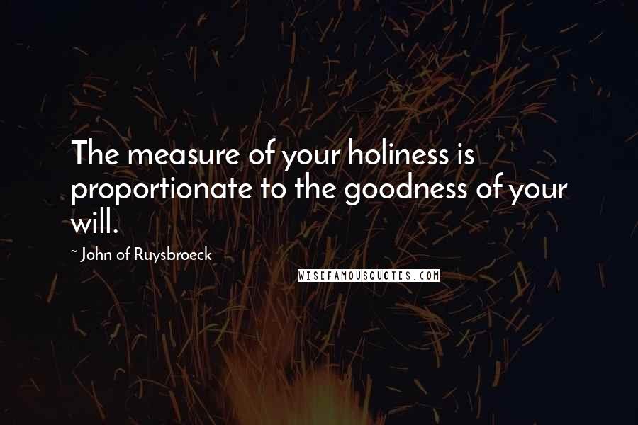 John Of Ruysbroeck Quotes: The measure of your holiness is proportionate to the goodness of your will.