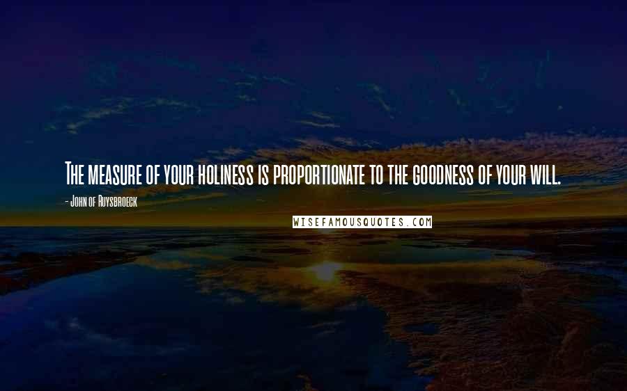 John Of Ruysbroeck Quotes: The measure of your holiness is proportionate to the goodness of your will.