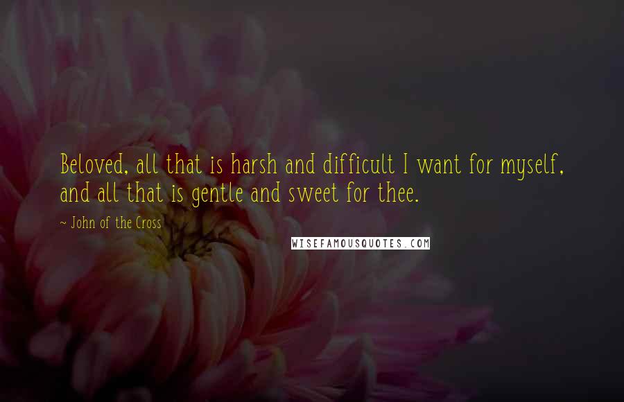 John Of The Cross Quotes: Beloved, all that is harsh and difficult I want for myself, and all that is gentle and sweet for thee.