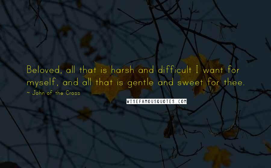 John Of The Cross Quotes: Beloved, all that is harsh and difficult I want for myself, and all that is gentle and sweet for thee.